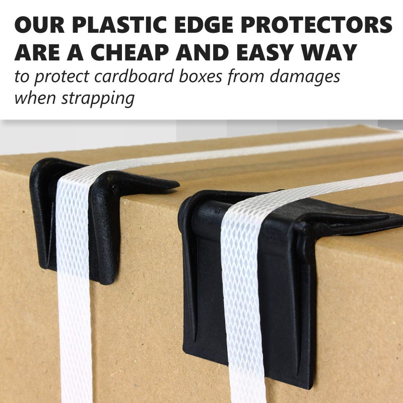 IDL Packaging 2.25" x 1.75" Plastic Edge Protectors for up to 1" Strapping, Black Color (Pack of 120) - Reusable Strap Corner Protector with Anti-Slip Ribbed Channels - Durable and Tough Strap Guards - Image 4